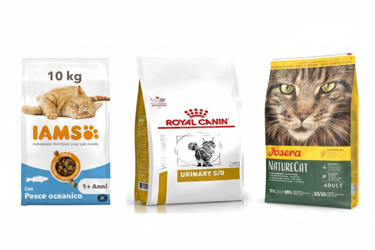 Migliori crocchette per gatti 2026: IAMS, Royal Canin Urinary S/O e Josera NatureCat a confronto