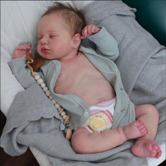 Bambola reborn maschio 50cm in silicone corpo intero anatomicamente corretto e realistico